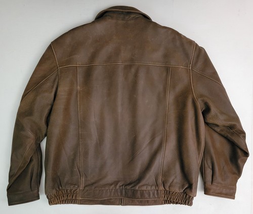 Croft & Barrow Brown Leather A-2 Style Pilot Bomber Flight Jacket Men's 2XL Tall - Picture 2 of 9
