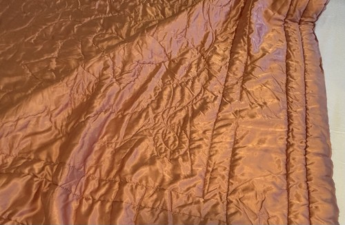 Vtg Rose Gold Pink Satin Quilted Comforter Coverlet 68”x77” Twin 1950’s Blanket - Picture 3 of 16