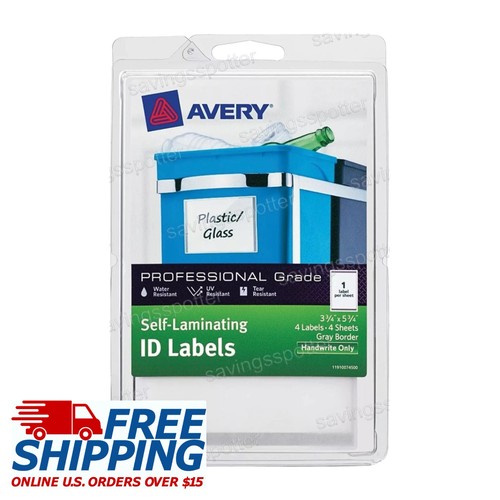 Avery 00745 Selbstlaminierende Ausweisetiketten Handschriftlich 3,75 x 5,75 grauer Rand 4 Etiketten - Bild 2 von 7