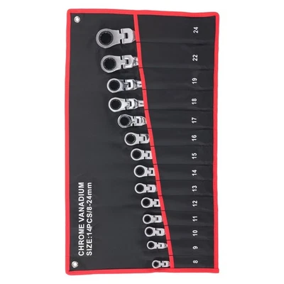 14 Llaves Carraca Flexible 180° Material CRV 8-24mm for Reparación - Imagen 1 de 4