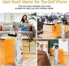 Portable Electric Space Heater 7 Fins Adjustable Thermostat White New