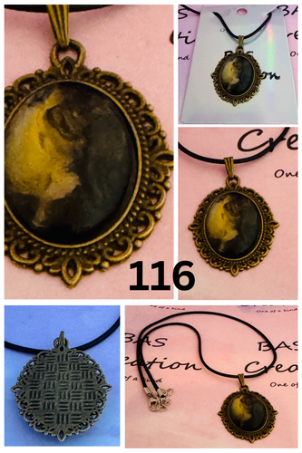 One of a kind Hand-Painted Fluid Art Oval Cabochon Necklace - Picture 1 of 6