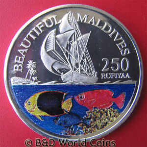 1996-MALDIVE-ISLANDS-250-RUFIYAA-ALUMINUM-PROOF-COLORED-FISH-MALDIVES-MINT-100