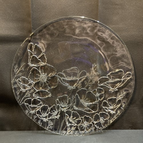 Large Clear Glass Flower Cookie Plate 12.75” Round