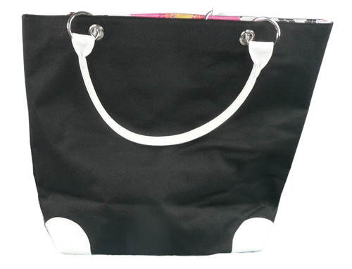 Lancôme Tote Bag Black Canvas Interior Floral Lined with White Handles (NWT) - Picture 1 of 5