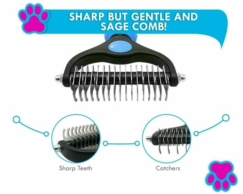 Dog Cat Groomer, Pet Fur Knot Cutter Remover Grooming Metal Rake Brush Comb - Imagen 4 de 9