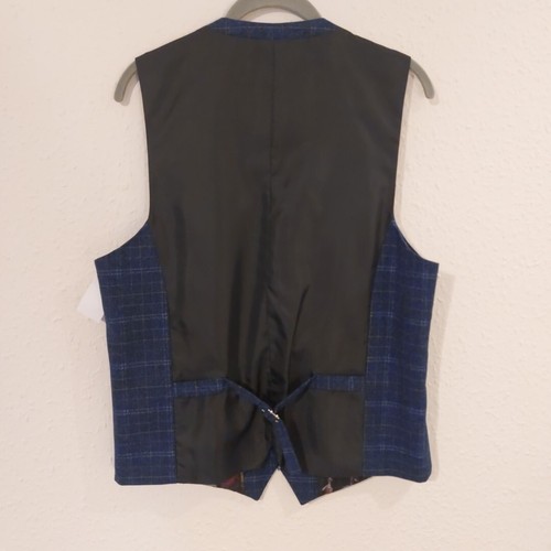 House of Cavani 3 Piece Suit Blue Check Plaid Suit, Blazer, Waistcoat, Trousers - Picture 12 of 23