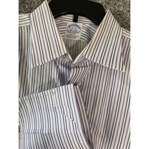 Brooks Brothers Makers And Merchants Button Up Dress Shirt Size 17-35 Striped