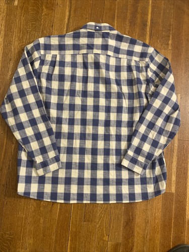 L.L. Bean Men’s XL-Reg Traditional Fit L/S Blue & Cream Plaid Cotton Blend Shirt - Picture 4 of 9