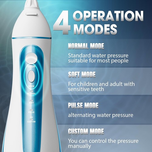 Water Dental Flosser, Cordless 4 Modes Rechargeable,IPX7 Waterproof for Cleaning - Picture 17 of 42