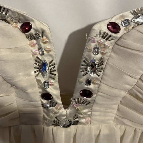 Lipsy Women’s Cream Embellished Mini Dress Size 8 Strapless - Picture 4 of 5