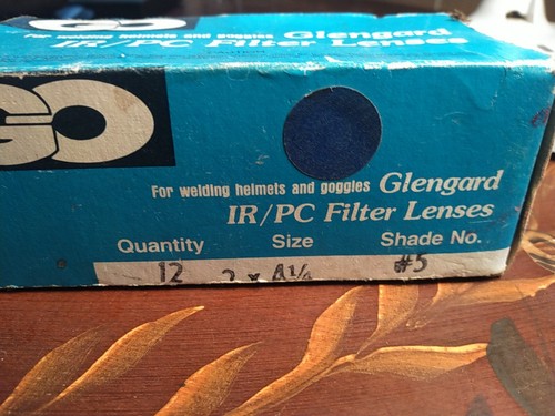 Glengard 12x Lot Welding IR/PC Helmet Glass Filter Lenses 2"x4 1/4" Shade #5 NOS - Picture 2 of 7