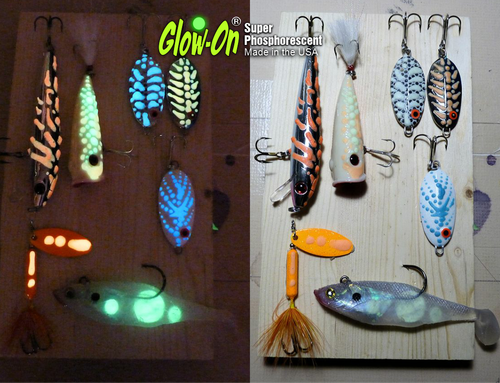 Glow-On Vernice Luminosa ORIGINALE per Mirini Pistola, Esche da Pesca Fiala da 2,3 ml. Luminoso! - Foto 9 di 11