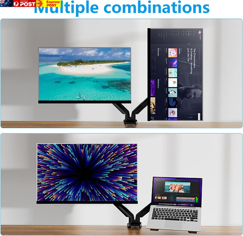 Dual Monitor Desk Mount, Full Motion Dual Monitor Arm Gas Spring for 13"- 32" Co - Picture 3 of 9
