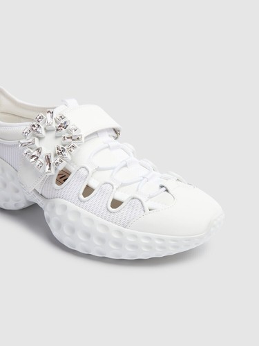 ROGER VIVIER Viv' Run Light Trekky $1595 White Fabric Sneakers New & Authentic - Picture 3 of 5
