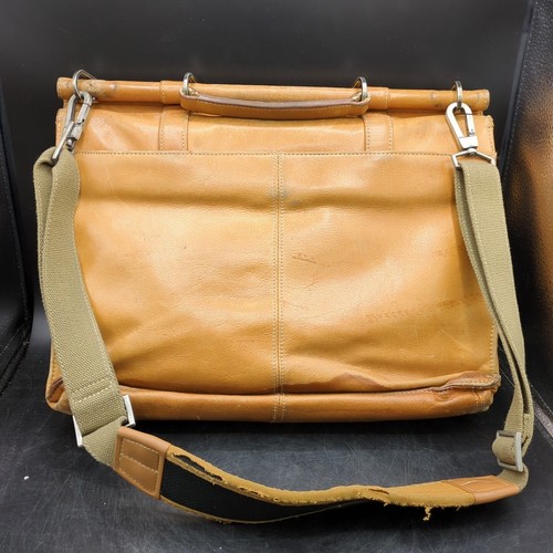 Kenneth Cole Reaction Full Grain Brown Leather Messenger Bag Briefcase laptop - Picture 5 of 10