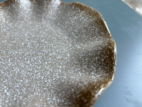 Set of 2 Japanese Starter Side dish plate handmade Snowflake-glazed texture 20cm - Picture 6 of 9
