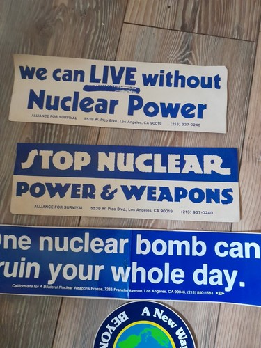 ANTI NUCLEAR WAR PROTEST BUMPER STICKER LOT 1970S HIPPIE PUNK STICKERS - Picture 3 of 4