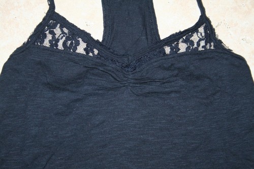 Nuevo con etiquetas Abercrombie Niñas Pequeña Azul Marino Brillo Encaje Dobladillo Top Sin Mangas - Imagen 2 de 6