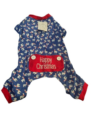 Pijama Pet Central Happy Christmas Llama en Bufandas Perro Cachorro Una Pieza Azul XS - Imagen 2 de 7