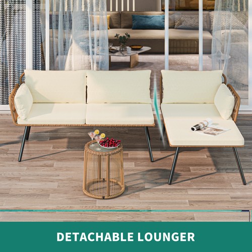 3X Outdoor Patio Furniture Set Sectional Sofa Rattan Chair Wicker Set w/ Cushion - Picture 3 of 12