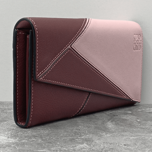 Loewe Red & Pink Leather Puzzle Continental Large Long Wallet W/ Box Dustbag - Picture 5 of 16