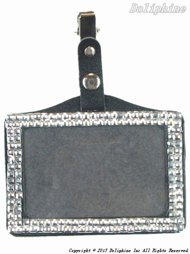 Horizontal Bling Rhinestone ID Badge Holder with Alligator Clip - Picture 7 of 50