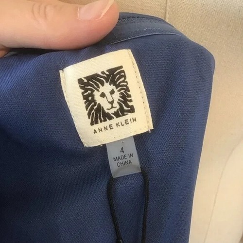 Vestido midi satinado con corbata de un hombro azul Jay de Anne Klein para mujer 4 NUEVO - Imagen 7 de 9