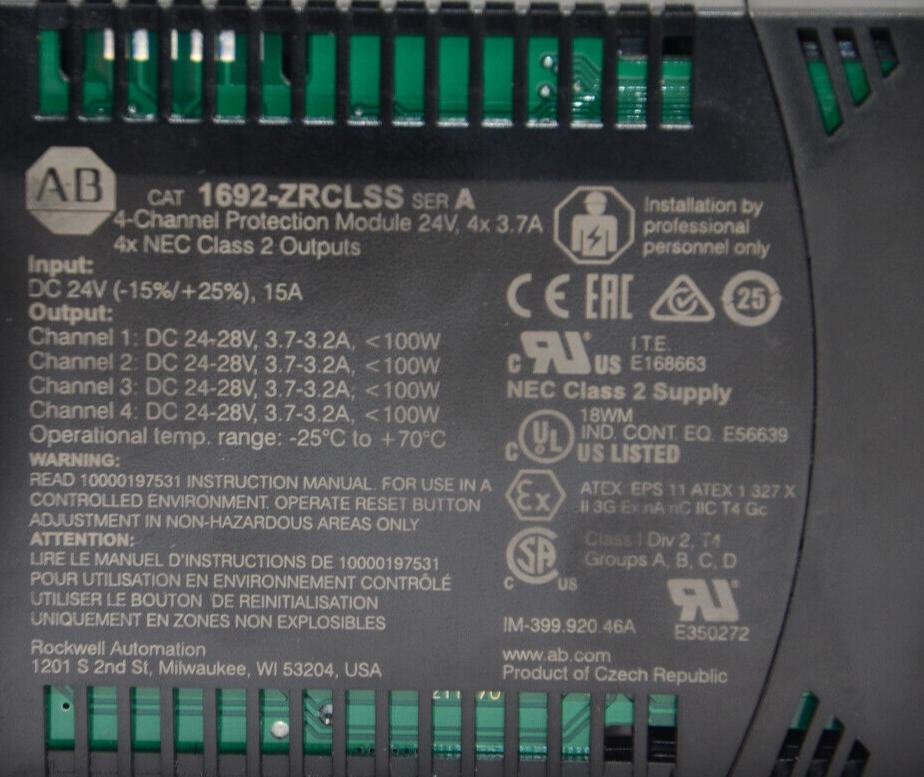 1692-ZRCLSS-A Allen-Bradley 3.7A 24VDC Electronic Circuit 1692-ZRCLSS-A Allen-Bradley 3.7A 24VDC Electronic Circuit