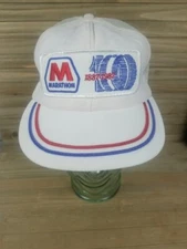 MARATHON 100 GAS ALL MESH Trucker Hat Snap Back White Blue Red Cap 1987 Vintage