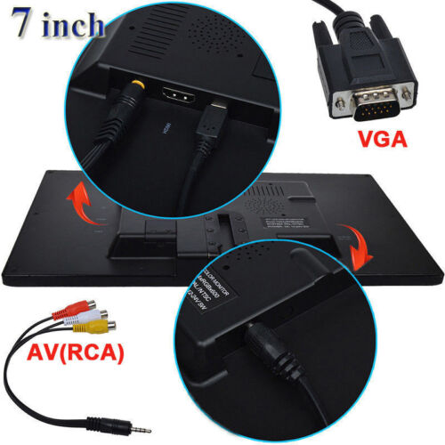 US-7" Display Small Portable Monitor LCD Screen AV VGA HDMI Security Speaker - Picture 4 of 8