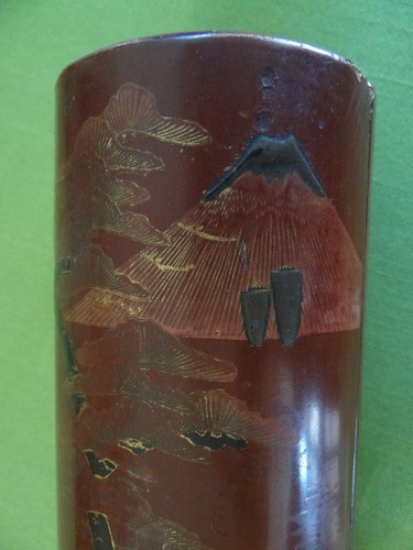 Japanese Lacquer Wood Writting Box Meiji Oblong Red Decorative Art - Picture 3 of 12