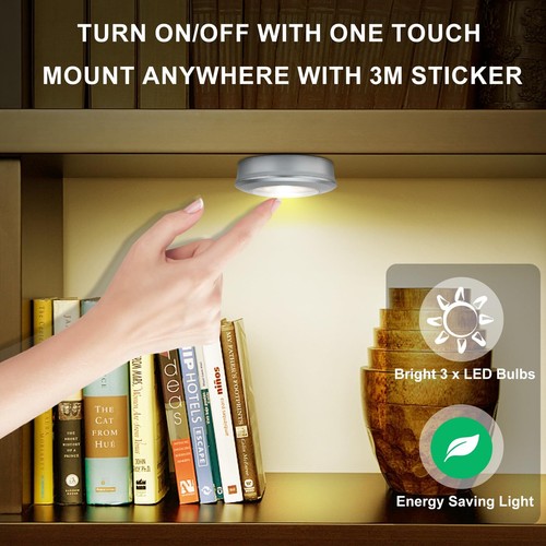 LUXSWAY LED Puck Lights Tap Lights Battery Operated Push lights Mini Night To... - Picture 3 of 7