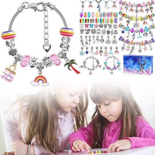 Girls Bracelet Making Kit Beads Jewellery Charms Pendant Set DIY Craft Kids Gift - Picture 41 of 42