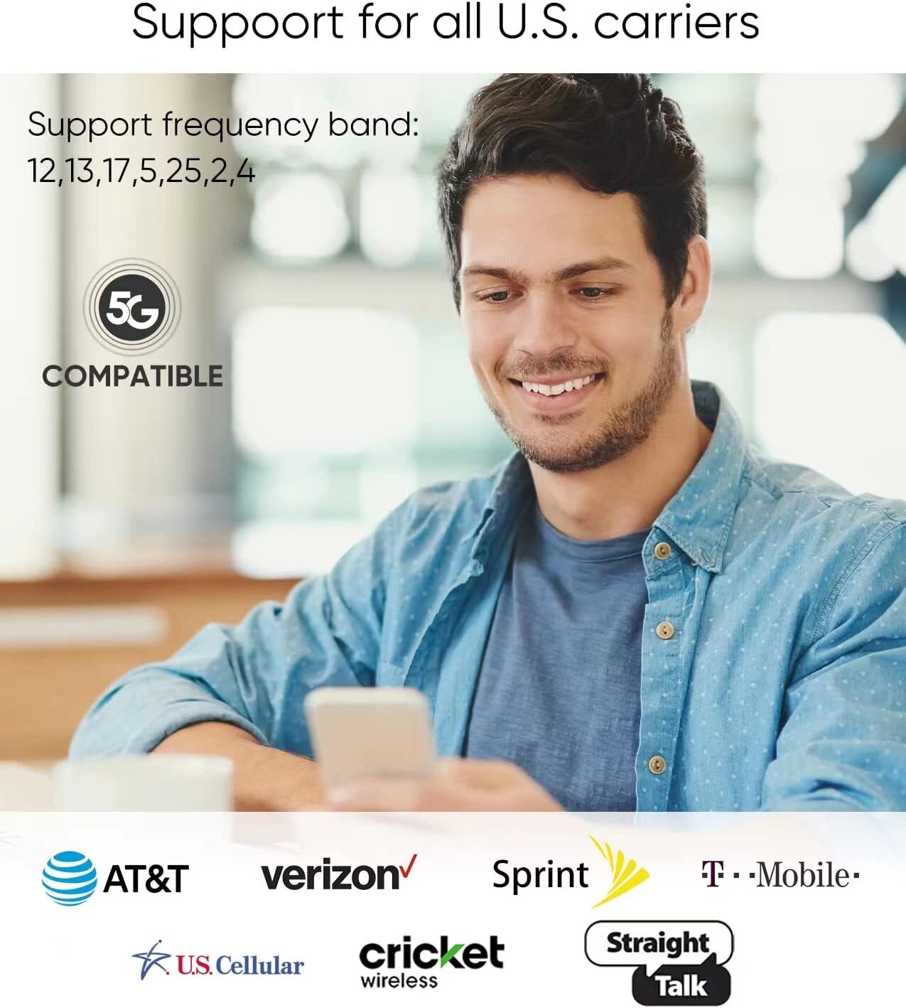 Cell phone Signal Booster HOME OFFICE Boost data Bands 66/12/13/17/5/2