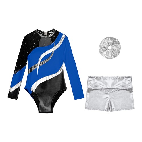 Kids Girls Dancewear Gymnastics Outfits Skating Set Leotard Round Neck Suit - Picture 36 of 48