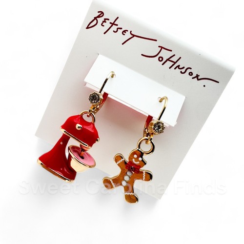 Betsey Johnson Mixer Gingerbread Man Cookie Earrings Teacher Baker Gift NEW - Picture 5 of 5