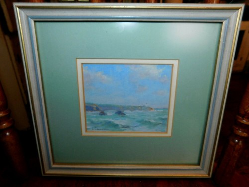 EDGAR SPIER CAMERON Oil Painting Seascape Seaside w/ Lighthouse-Listed Artist - Picture 1 of 5