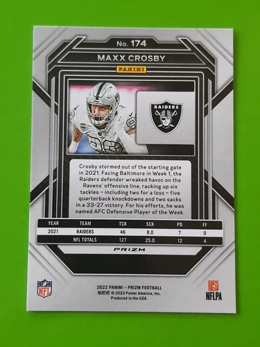 2022 Panini Prizm #174 Maxx Crosby Las Vegas Raiders Green Prizm - Picture 2 of 2