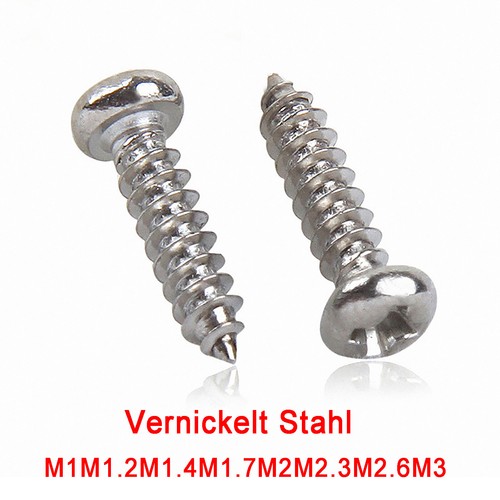 M1 M2 M3 Phillips Pan Head Metal Sheet Self Tapping Screws - Ni-plated Steel - Bild 1 von 5
