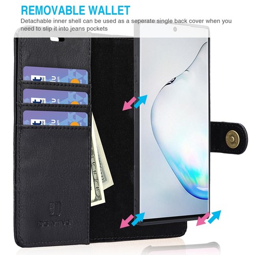 Samsung S20Ultra FE S21+ S10 Luxury Leather Wallet Case w/ Removable Back Cover - Picture 5 of 9