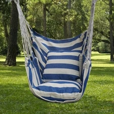 Outdoor Hammock Chair, Canvas Leisure Swing Hanging Chair, Without Pillow Blue-W