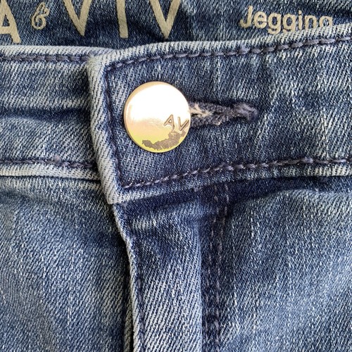 AVA & VIV Raw Hem Blue Jean Power Stretch Ultra Jegging Women Size 16 Dark Side - Picture 3 of 7