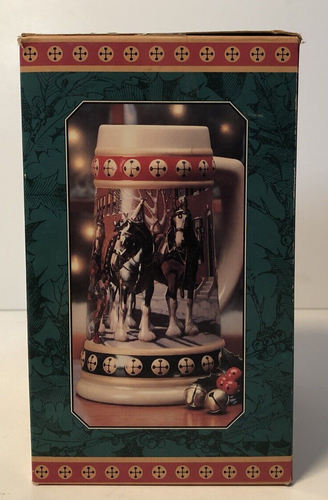 2 Budweiser Beer Holiday Stein 1994 1998 NIB Mug Hometown Grant's Farm New COA - Picture 5 of 10