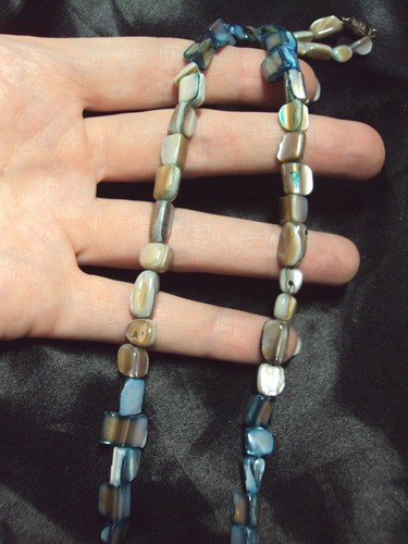 blue gray purple abalone sea shell chip chockers or long 28.5" necklace nautical - Picture 9 of 11
