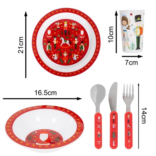 Kinder Weihnachtsbesteck Weihnachtsmann Nussknacker Geschirrset Xmas Kleinkind Teller Schale - Bild 5 von 6