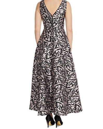 ADRIANNA PAPELL Black/Taupe Animal Print Mikado Gown Choose Size - Picture 3 of 5