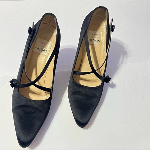 Vintage TODD OLDHAM Black Crisscross Satin Embellished Pumps 8 Made in Italy - Picture 7 of 14
