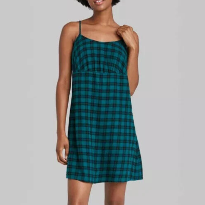 wild fable green plaid dress Green Flannel Plaid Tatum Mini Dress Medium