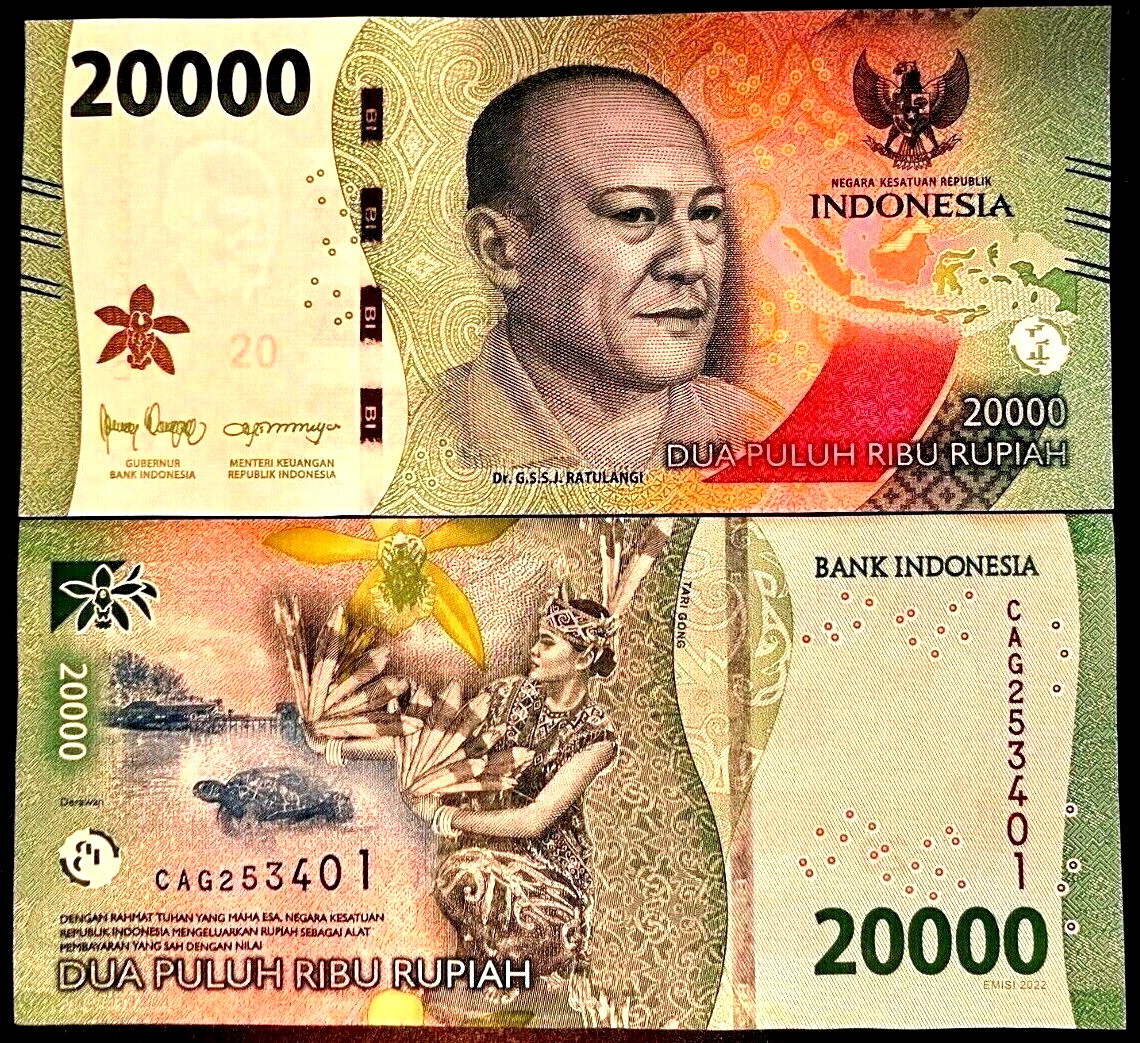 Indonesia 20000 RUPIAH P-166 2022-2027 x 1 Pcs UNC World Currency IDR BANK NOTE